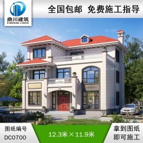 歐式三層帶露臺別墅全套施工圖紙及效果圖_農(nóng)村三層自建房子設(shè)計(jì),別墅圖紙超市