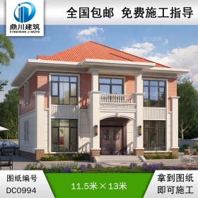 二層帶陽臺別墅施工圖紙及效果圖_農(nóng)村自建房設(shè)計(jì),鼎川建筑