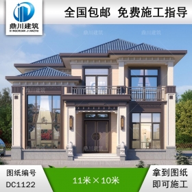 新中式二層別墅施工圖紙及效果圖_農(nóng)村兩層自建別墅設(shè)計,鼎川建筑