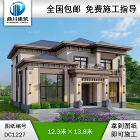 新中式二層別墅圖紙及效果圖_農(nóng)村自建別墅設(shè)計(jì),鼎川建筑