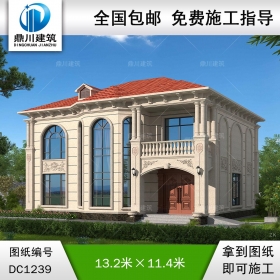 歐式二層復(fù)式別墅施工圖紙及效果圖_農(nóng)村自建別墅設(shè)計(jì),鼎川建筑