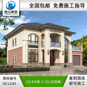 新中式二層別墅施工圖紙及效果圖_農(nóng)村自建別墅設(shè)計(jì),鼎川建筑