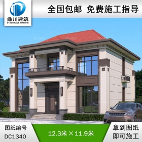 新中式二層別墅施工圖紙及效果圖_農(nóng)村自建別墅設(shè)計(jì),鼎川建筑